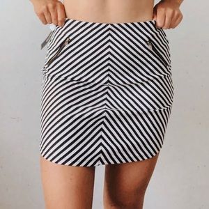 NWT Monteau Black & White Striped Mini Skirt